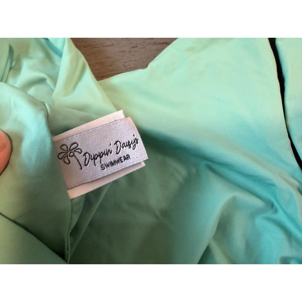 Dippin' Daisy's Mint Green One Piece Swimsuit Scoop Neck Low Back Size L 1193